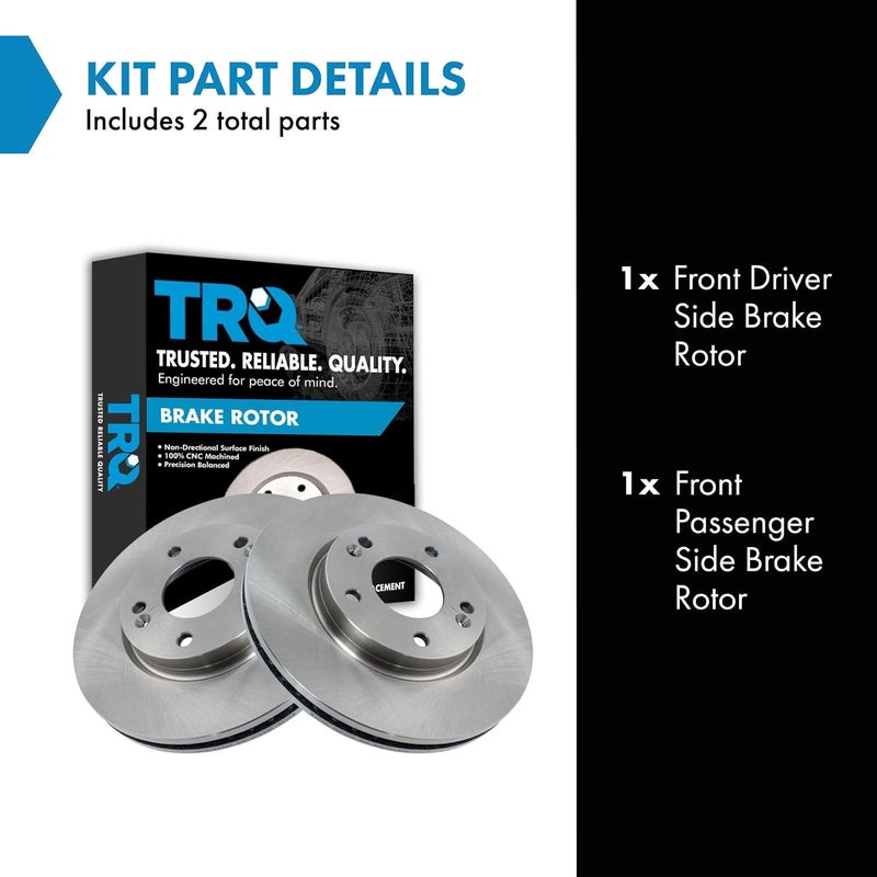 TRQ Front Brake Rotor Set Vented Compatible with 2001-2006 Hyundai Santa Fe - Image 2