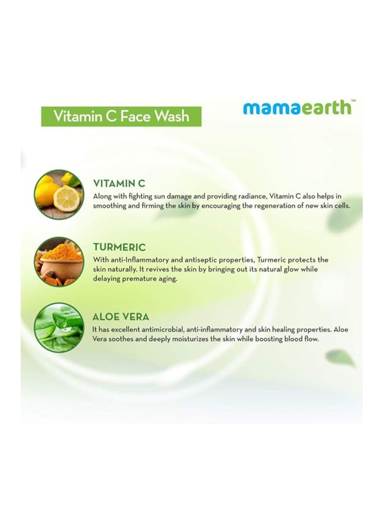 ماما إيرث غسول الوجه بفيتامين سي من ماما إيرث مع فيتامين سي والكركم لتفتيح البشرة، الأفضل للبشرة الجافة | الدهنية | الحساسة | العادية (100 مل) - Image 3