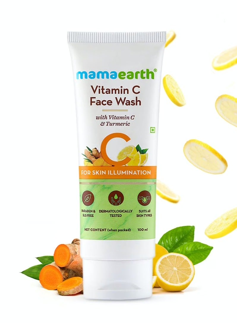ماما إيرث غسول الوجه بفيتامين سي من ماما إيرث مع فيتامين سي والكركم لتفتيح البشرة، الأفضل للبشرة الجافة | الدهنية | الحساسة | العادية (100 مل) - Image 1