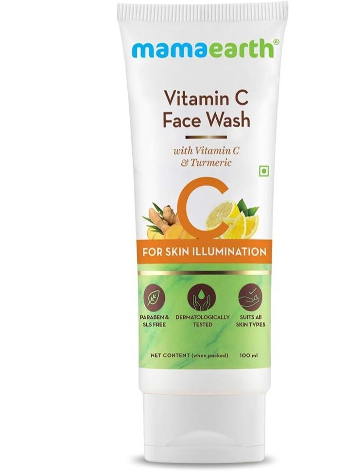 Mamaearth Mamaearth Vitamin C Face Wash with Vitamin C and Turmeric for Illumination Best For Dry | Oily | Sensitive | Normal Skin (100 ML)  - Image 1
