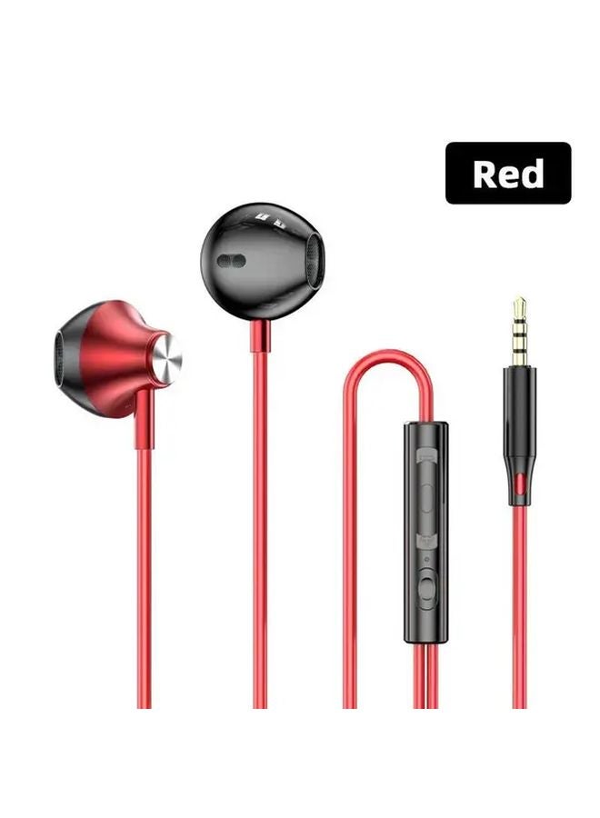 3 5mm Red Half In Ear Wired Headphones with Mic for iPhone Android Xiaomi Redmi - Image 1