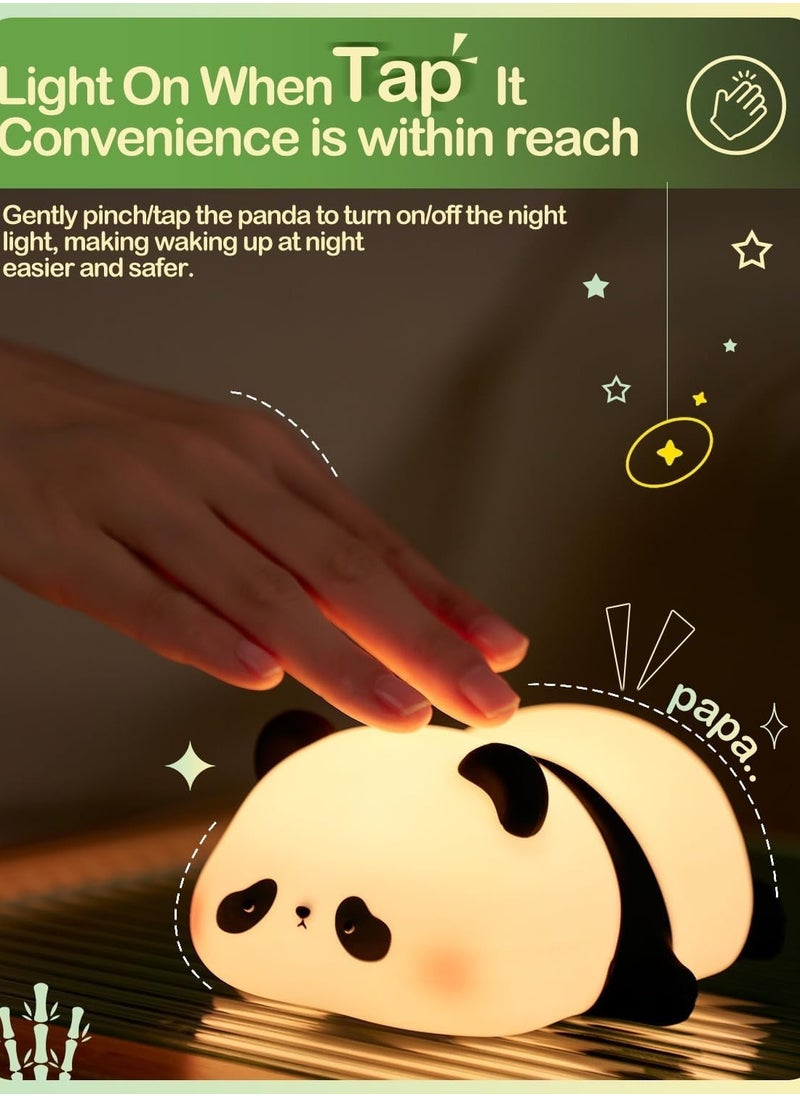 TIGER - Cute Panda Night Light, LED Squishy Novelty Animal Night Lamp, Food Grade Silicone 3-Level Dimmable Nursery Nightlight for Desk Decor, Funny Gifts for Boys, Girls, and Babies, White Elephant Gifts - Image 1