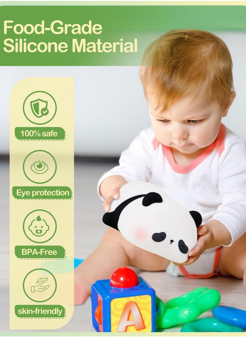 TIGER - Cute Panda Night Light, LED Squishy Novelty Animal Night Lamp, Food Grade Silicone 3-Level Dimmable Nursery Nightlight for Desk Decor, Funny Gifts for Boys, Girls, and Babies, White Elephant Gifts - Image 1