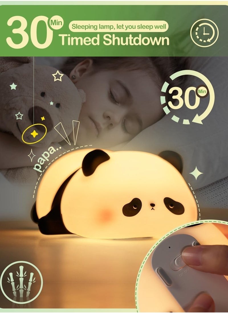 TIGER - Cute Panda Night Light, LED Squishy Novelty Animal Night Lamp, Food Grade Silicone 3-Level Dimmable Nursery Nightlight for Desk Decor, Funny Gifts for Boys, Girls, and Babies, White Elephant Gifts - Image 1