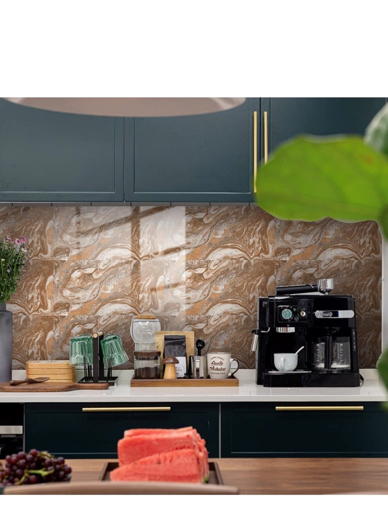 SOLARAE Marble Tile Stickers, 16 Pcs Tile Stickers Marble Adhesive, Luxury New PVC Waterproof Oil Proof DLY Self Adhesive Stick, Floor Wall Decal Sticker, Kitchen Bathroom Backsplash Home Decor - Image 2