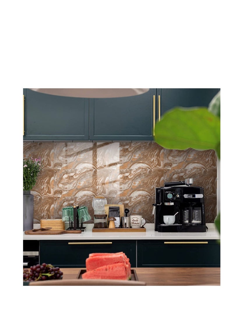 SOLARAE Marble Tile Stickers, 16 Pcs Tile Stickers Marble Adhesive, Luxury New PVC Waterproof Oil Proof DLY Self Adhesive Stick, Floor Wall Decal Sticker, Kitchen Bathroom Backsplash Home Decor - Image 5