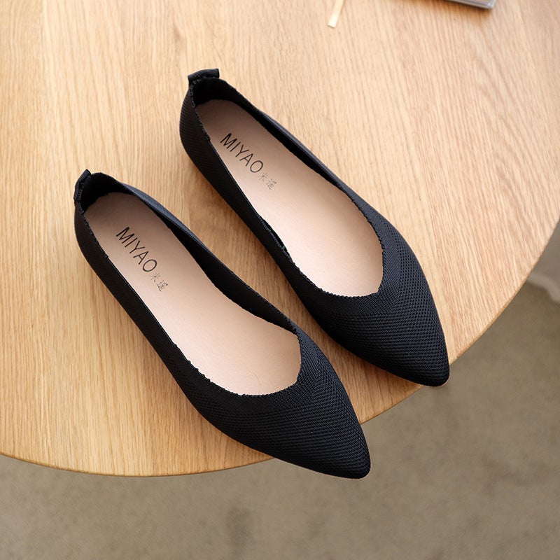 Women's Knit Pointed Toe Ballet Flats Slip-On Comfort Shoes - Image 4