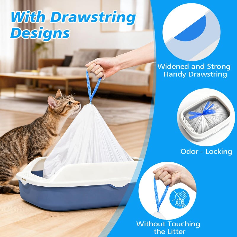 Lunoleum 33 Count Jumbo Litter Box Liners 36" X 18",2mil Pre-Separated Cat Litter Bags with Heavy Duty Drawstring,Extra Thick Leakproof Cat Pan Liners for Kitty Box - Image 5