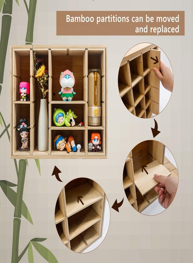 FramePro Adjustable Shadow Box Display Case, 20-Compartment Bamboo Shelf for Rock Collection, Minifigures, Crystals & Trinkets,Tabletop, 12x14 inches - Image 5