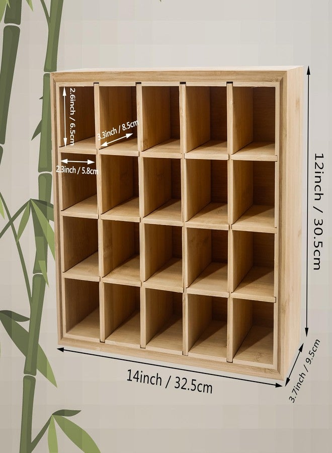 FramePro Adjustable Shadow Box Display Case, 20-Compartment Bamboo Shelf for Rock Collection, Minifigures, Crystals & Trinkets,Tabletop, 12x14 inches - Image 4