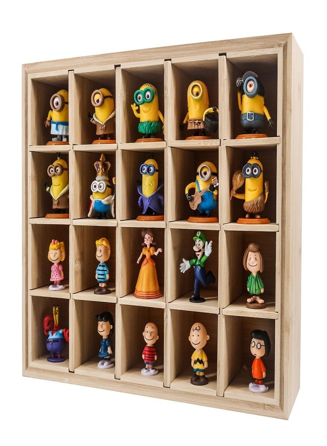 FramePro Adjustable Shadow Box Display Case, 20-Compartment Bamboo Shelf for Rock Collection, Minifigures, Crystals & Trinkets,Tabletop, 12x14 inches - Image 3