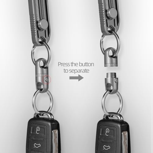 FEGVE Quick Release Keychain, Titanium Magnetic Keychain Pull Apart, Magnetic Key Holder with 2 * 1 in Stainless Steel Key Ring for Car Key, Safely Lock System-360 ° Rotatable - Image 2