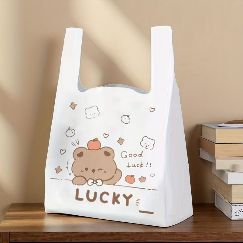 50 Pcs 11.02 By 16.54 Inch Bear Cartoon Pattern Plastic Bags Premium Handbags Holiday Gift Bags Birthday Party Bags Clothing Store Commercial Shopping Retail Bags - Image 5