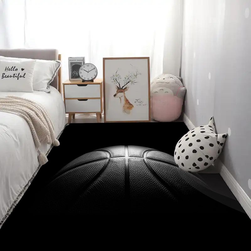 kxry 2 * 3 Feet Black Basketball Soft Area Rugs for Kids Girls Boys Basketball Sports Floor Carpet for Living Room Bedroom Dorms Nursery Rooms Home Decor Aesthetic - Image 5