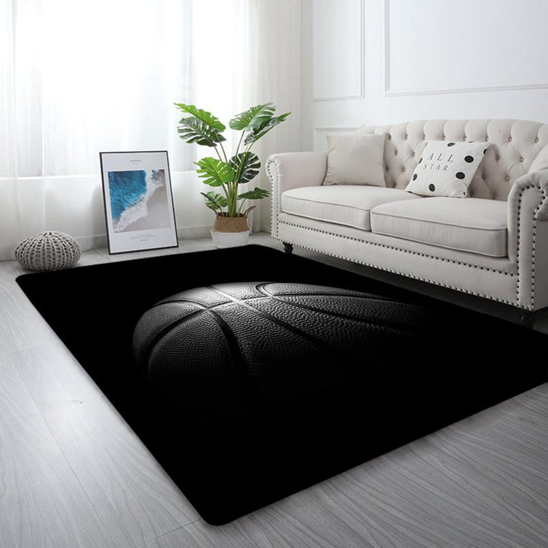 kxry 2 * 3 Feet Black Basketball Soft Area Rugs for Kids Girls Boys Basketball Sports Floor Carpet for Living Room Bedroom Dorms Nursery Rooms Home Decor Aesthetic - Image 4