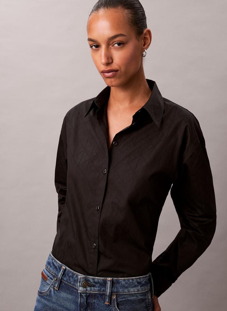 Calvin Klein Jeans All Over Print Logo Long Sleeve Shirt - Image 3