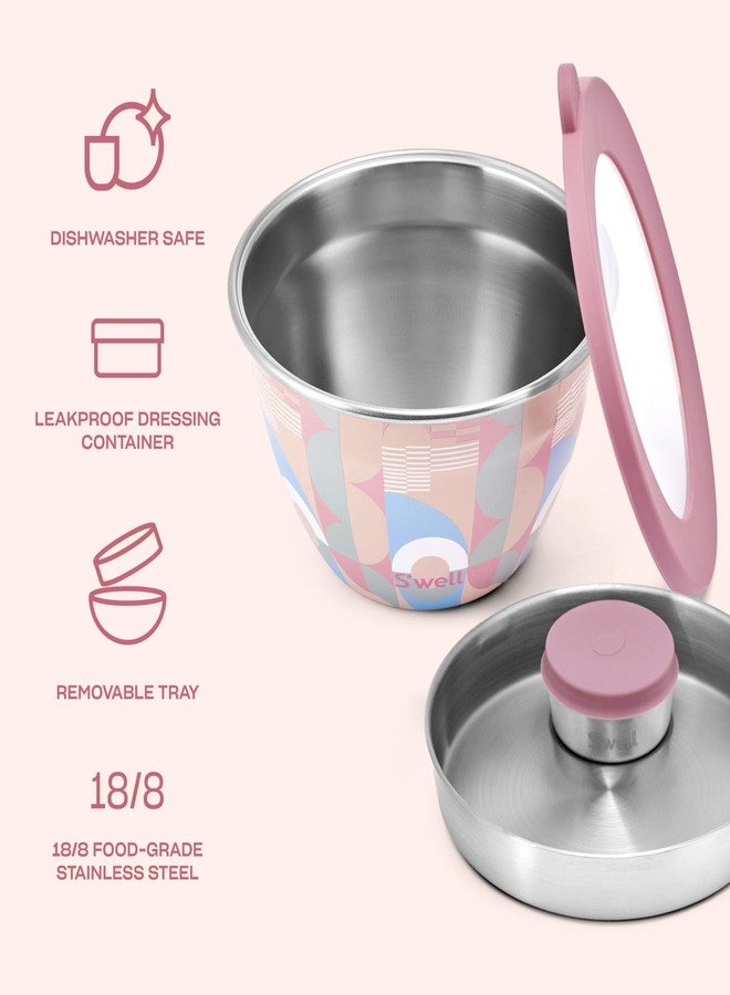 S'well Stainless Steel Salad Bowl Kit 64oz, Dusty Pink Daydream, Comes with 2oz Mini Canister and Removable Tray for Organization, Leakproof, Easy to Clean, Dishwasher Safe - Image 3