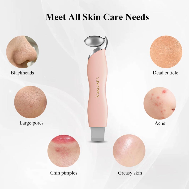 Vangines Blackhead Scraper Tool & Skin Scrubber Face Spatula for Blackhead Removal, Pore Cleaning, with Cooling Ice Roller & 2 Silicone Brush Heads (Dusty Rose) - Image 2