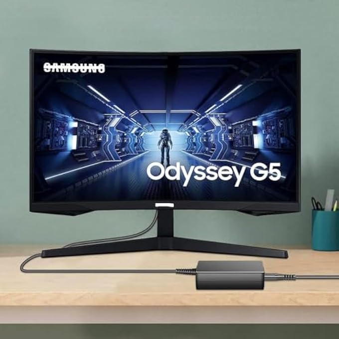 rayihni محول طاقة 19 فولت DC لجهاز سامسونج أوديسي G5 G4 G5A G3A شاشة الألعاب LC34G55TWWR S34J550WQR C32G73TQSR S28AG700NU LS27AG502NU C27G55 C32G55 C27RG50FQU LU28R550UQ LS27BG400EUXX شاحن - Image 3