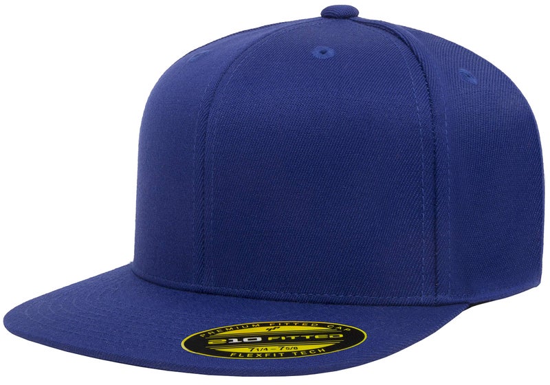 Flexfit Men's 210 Fitted Flat Bill Cap Hat, Royal, Large/X-Large - Image 3