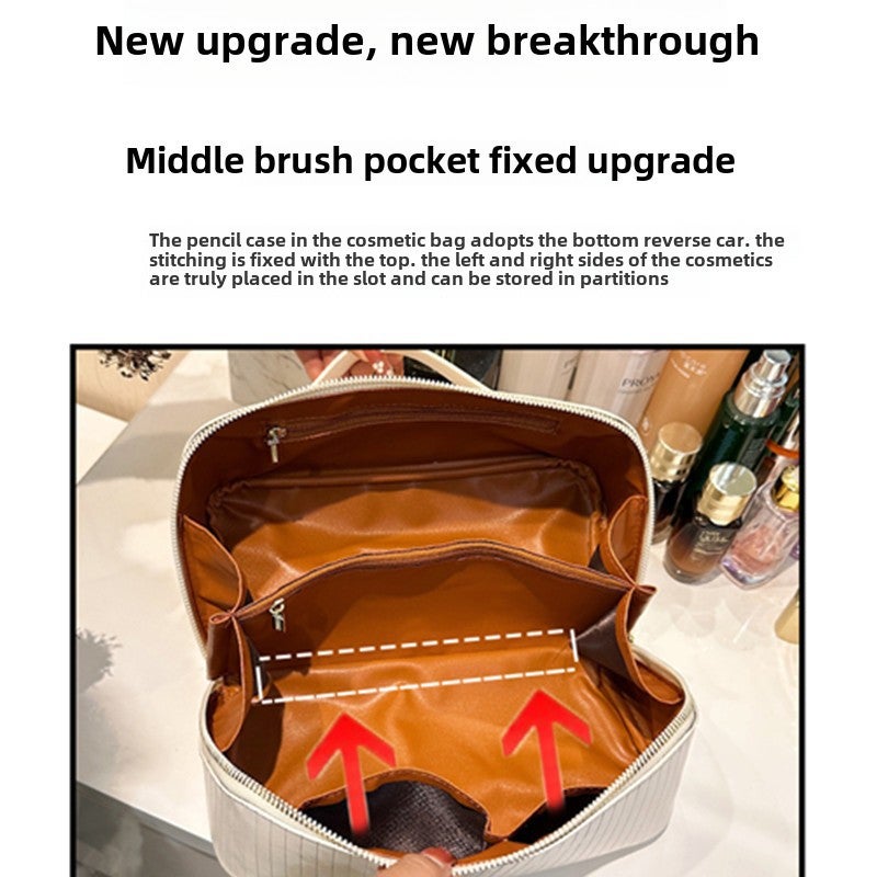 PU toiletry bag with large capacity and zipper partition - Image 4