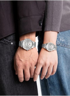 NAVIFORCE Luxury Silver Couple Watch Set Stainless Steel Waterproof Roman Numerals  - Image 2