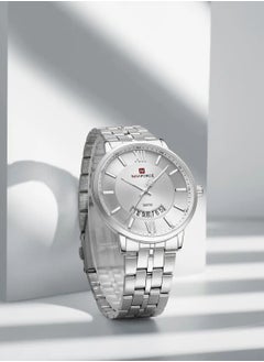 NAVIFORCE Luxury Silver Couple Watch Set Stainless Steel Waterproof Roman Numerals  - Image 4