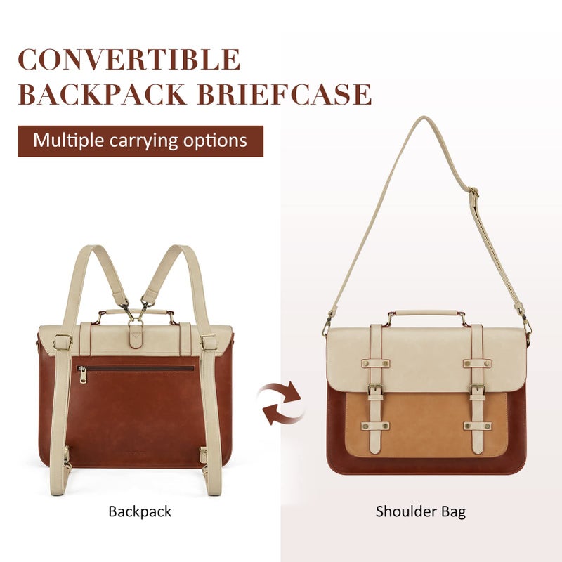 ECOSUSI Laptop Bag for Women Vegan Leather Messenger Bag Fashion Briefcase Backpack 15.6 inch Computer Satchel Bag - Image 3