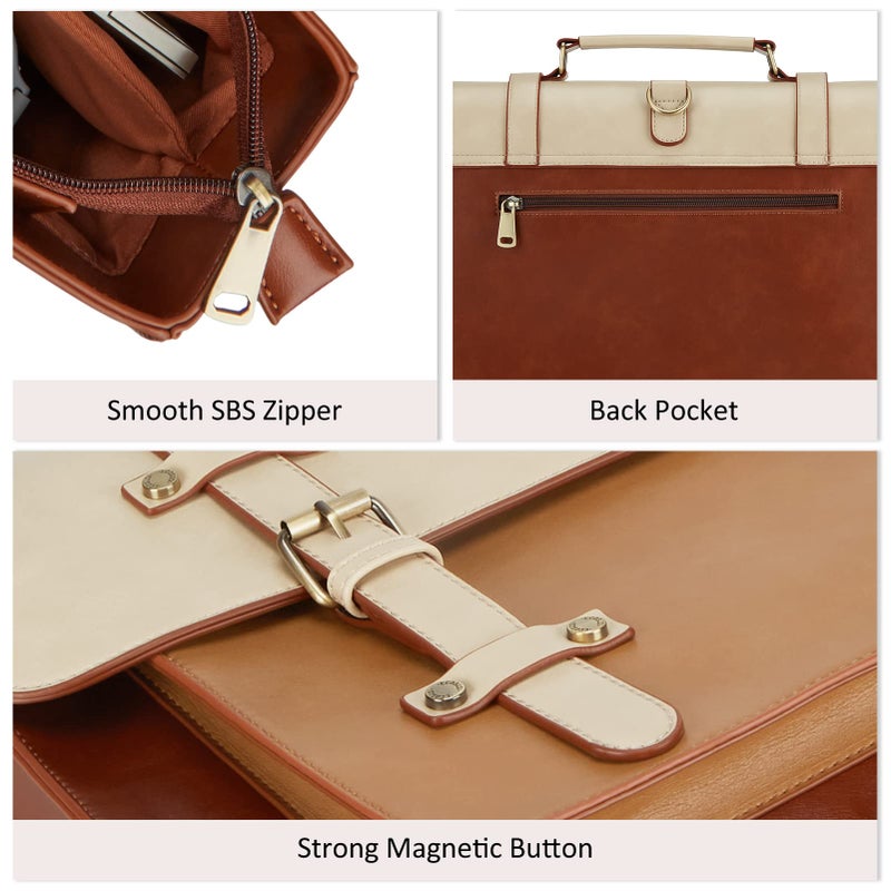 ECOSUSI Laptop Bag for Women Vegan Leather Messenger Bag Fashion Briefcase Backpack 15.6 inch Computer Satchel Bag - Image 5
