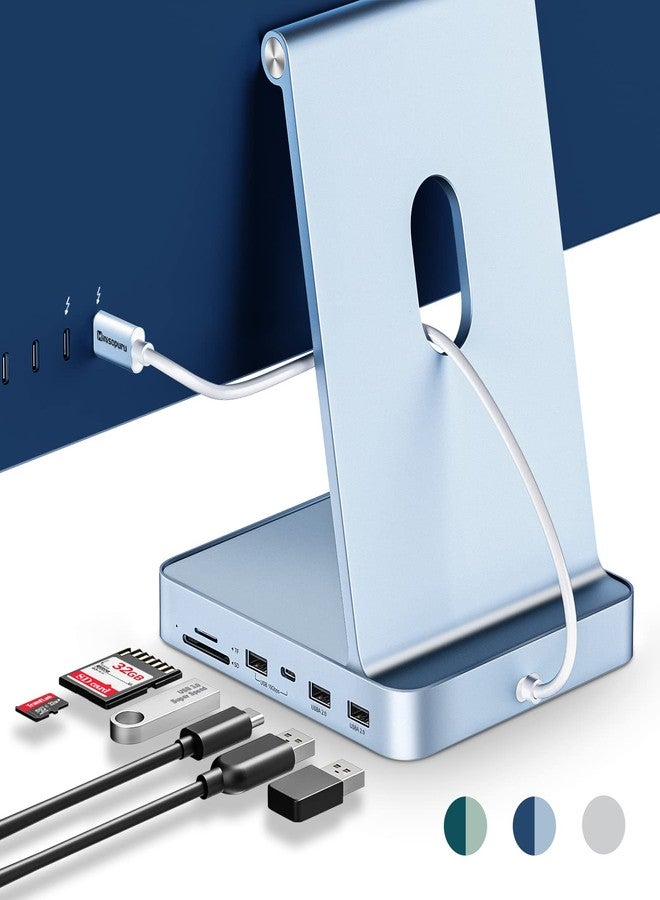 minisopuru موزع USB C من مينيسوبورو لجهاز iMac مقاس 24 بوصة 2021، محول موزع USB يدعم محرك الأقراص الصلبة M.2 NVMe SSD، محطة إرساء 7 في 1، ملحقات iMac مع منفذ USB C بسرعة 10 جيجابت في الثانية، ومنفذ USB A 3.2، وقارئ بطاقات SD/TF، ومحرك أقراص صلبة M.2 SSD (غير مرفق)، باللون الأزرق. - Image 1