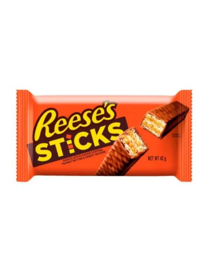 Reese's Sticks Crispy Wafer & Peanut Butter Creme – Milk Chocolate Coated – Pack of 2 (42g each) - Image 1