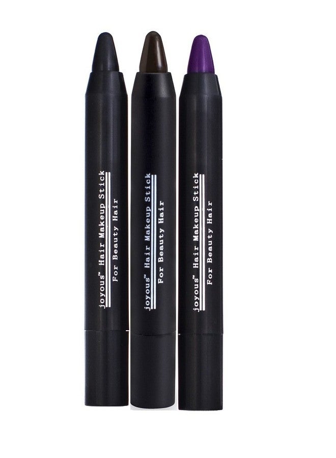 Joyous Professional Hair Chalk Temporary Hair Dye Non-toxic Hair Color Crayon Cover White Hair Color Patch (3packs-black-dark Brown-purple) - Image 1