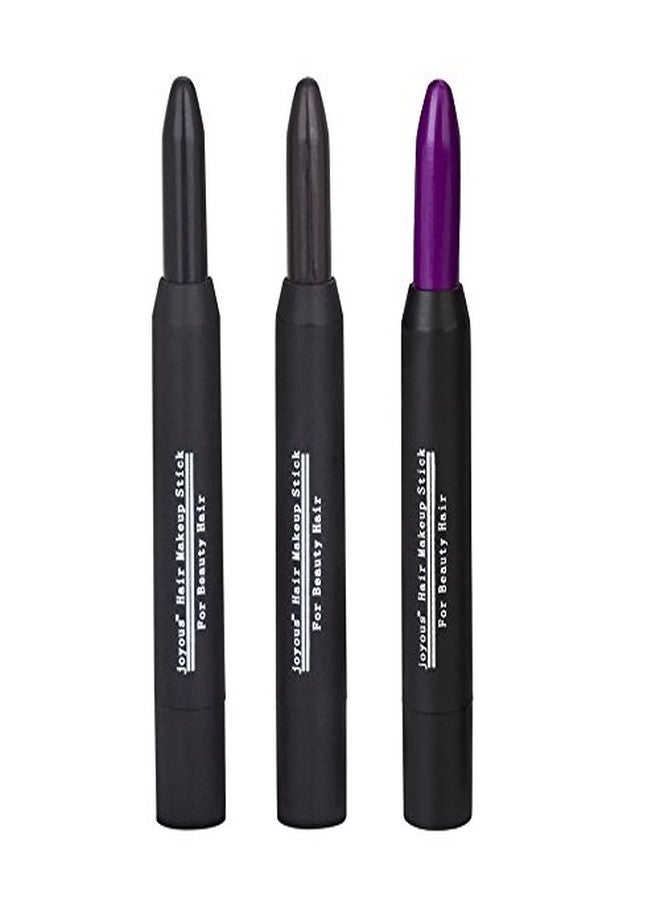 Joyous Professional Hair Chalk Temporary Hair Dye Non-toxic Hair Color Crayon Cover White Hair Color Patch (3packs-black-dark Brown-purple) - Image 4