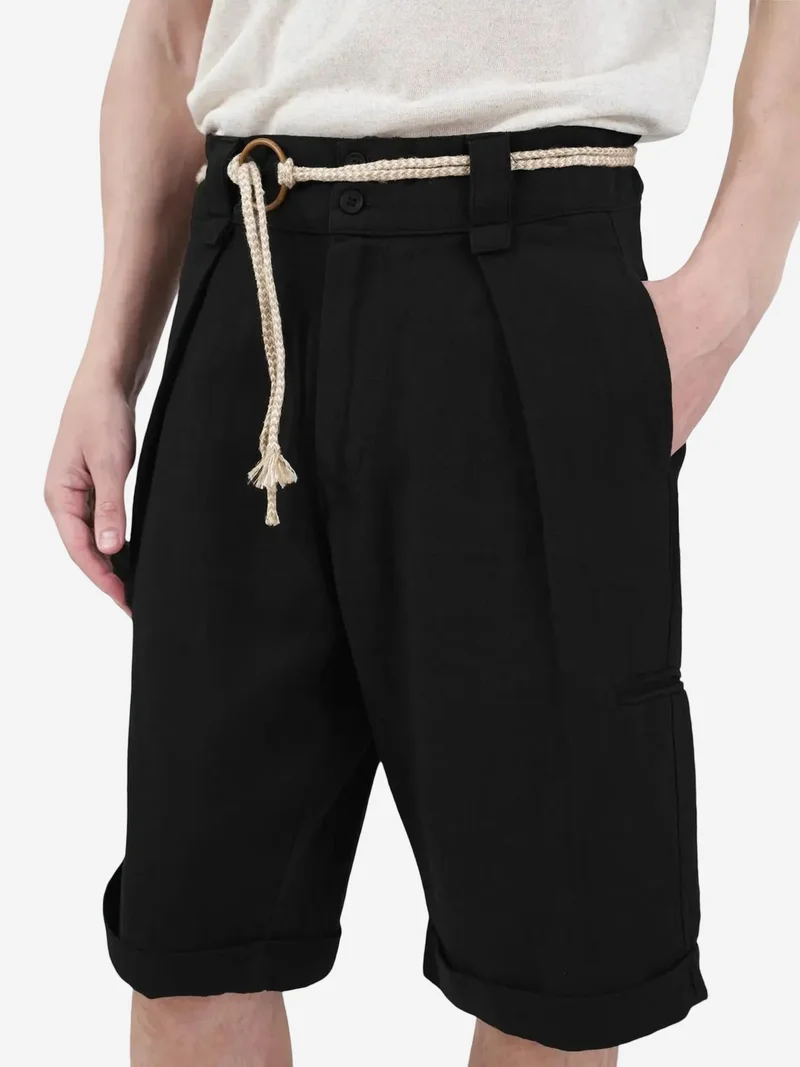 جيستو GIESTO Mid Waist Belted Cotton Shorts