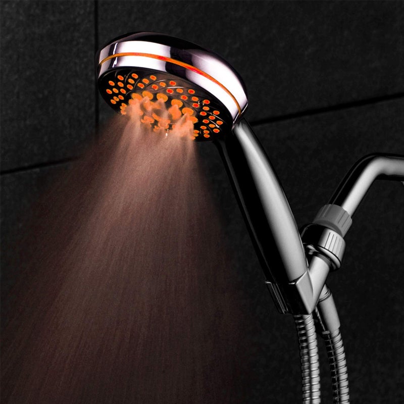Hotel Spa HotelSpa SpectrumTM Ultra-Luxury 7-setting / 7-color LED Handheld Shower-Head with Chrome Face. 7 colors of LED Lights change automatically every few seconds.  - Image 5