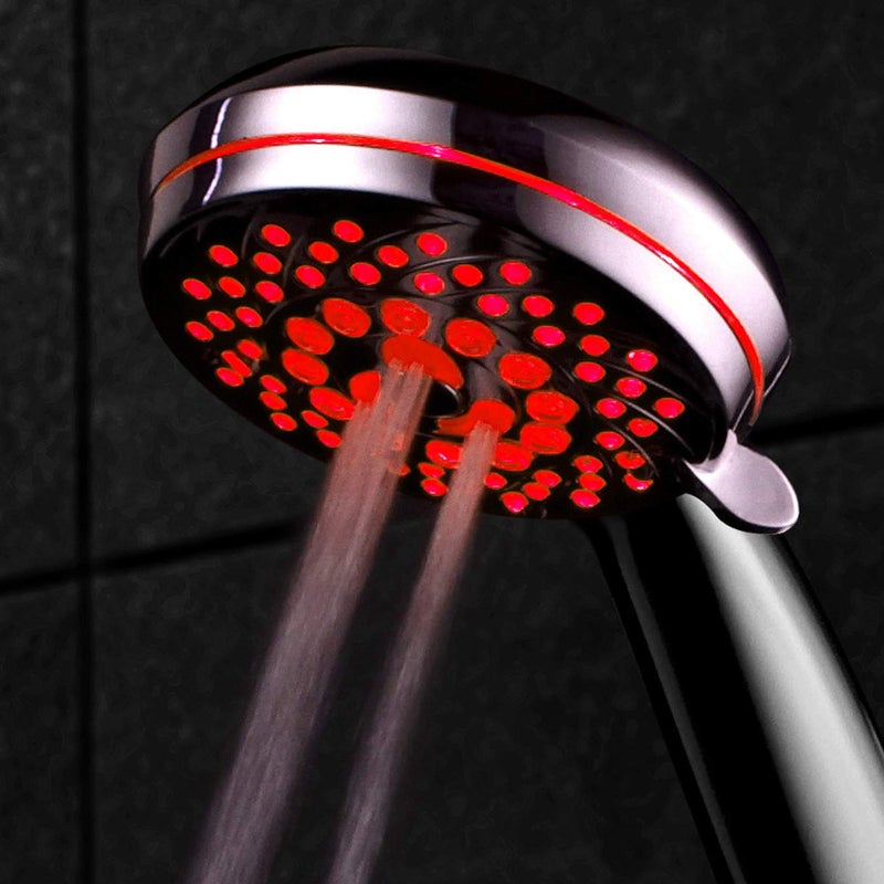 Hotel Spa HotelSpa SpectrumTM Ultra-Luxury 7-setting / 7-color LED Handheld Shower-Head with Chrome Face. 7 colors of LED Lights change automatically every few seconds.  - Image 3