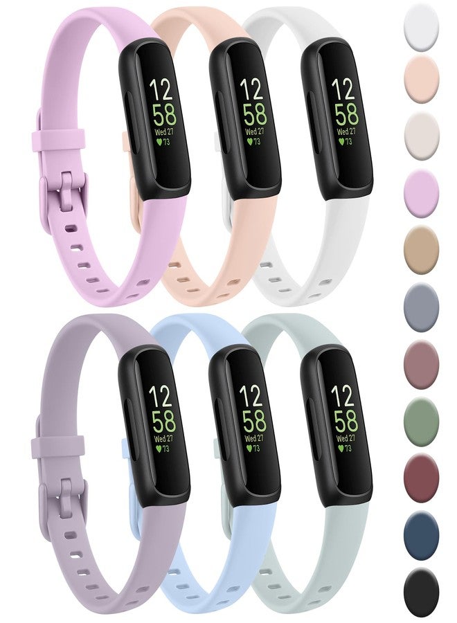 مجموعة من 6 أساور لساعة Fitbit Inspire 3، مناسبة للرجال والنساء، مصنوعة من السيليكون الناعم، قابلة للتعديل، وهي أساور بديلة متوافقة مع جهاز تتبع اللياقة البدنية Fitbit Inspire 3. - Image 1