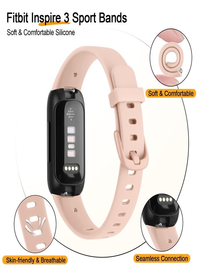 مجموعة من 6 أساور لساعة Fitbit Inspire 3، مناسبة للرجال والنساء، مصنوعة من السيليكون الناعم، قابلة للتعديل، وهي أساور بديلة متوافقة مع جهاز تتبع اللياقة البدنية Fitbit Inspire 3. - Image 3
