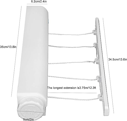 ONTRIP Retractable Clothesline Portable Home Indoor Outdoor Plastic Clothes Drying Rope Wall Mount Compact Hanging String Clothe Hanger Clothesline4 Lines - Image 2