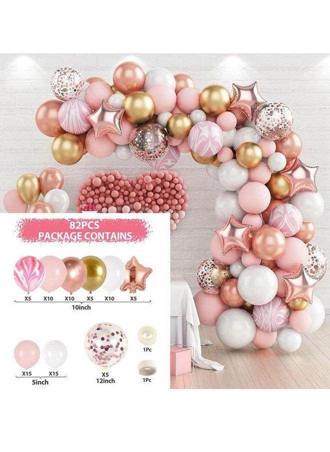 دونيسو 82 قطعة متعددة الألوان بالون إكليل قوس كيت معدني وردي الباستيل اللاتكس بالونات مجموعة لزينة زفاف عيد ميلاد الطفل الخلفية - Image 2