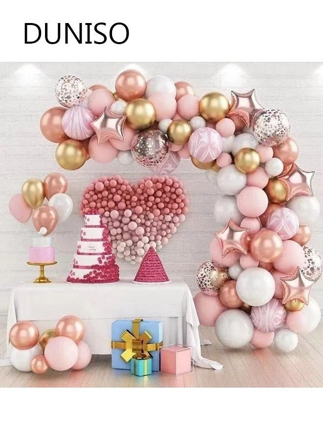 دونيسو 82 قطعة متعددة الألوان بالون إكليل قوس كيت معدني وردي الباستيل اللاتكس بالونات مجموعة لزينة زفاف عيد ميلاد الطفل الخلفية - Image 1