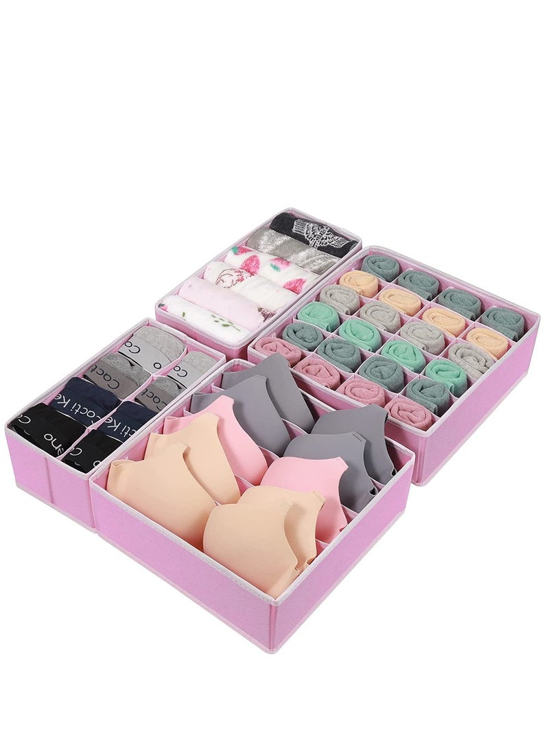4 Pcs Underwear Drawer Organizers Divider, Closet Socks Organizer and Storage Boxes for Lingerie, Bra, Undies - Image 1