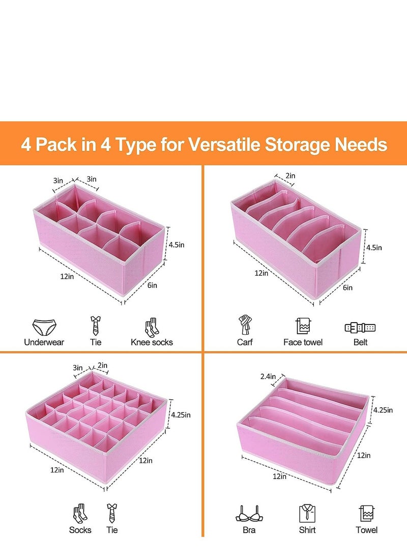 4 Pcs Underwear Drawer Organizers Divider, Closet Socks Organizer and Storage Boxes for Lingerie, Bra, Undies - Image 2