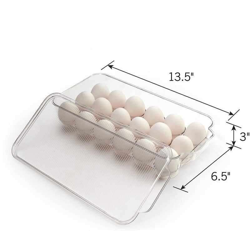 INKULTURE Acrylic Egg Storage Box Or Egg Trays For Refrigerator With Lid Handles Rectangular Egg Tray Box For 18 Egg Clear Unbreakable - Image 2