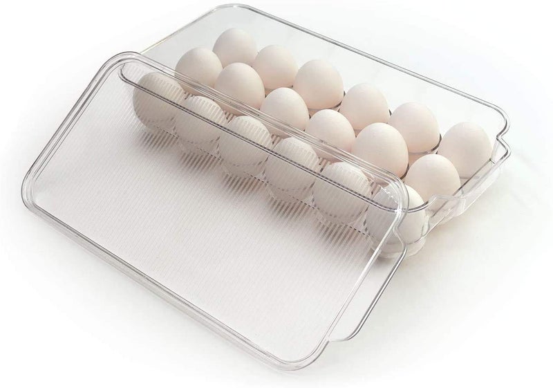 INKULTURE Acrylic Egg Storage Box Or Egg Trays For Refrigerator With Lid Handles Rectangular Egg Tray Box For 18 Egg Clear Unbreakable - Image 1