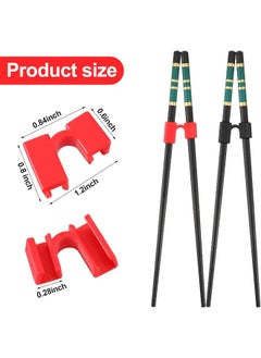 Patelai Patelai 10 Pieces Reusable Chopstick Helpers Training Chopsticks Hinges Connector Reusable Plastic Training Chopstick for Adults Kids Beginner Trainers, Red and Black  - Image 2