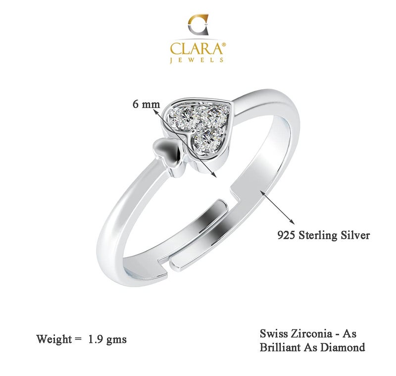 CLARA Pure Real 925 Sterling Silver Adjustable Ring Band | Multiple Design Options | Gift for Women and Girls - Image 5