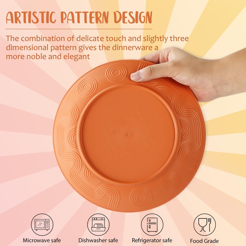 Perlapoc Wheat Straw Dinnerware Set 40 PCS - Service for 8 | Plates and Bowls Sets | Unbreakable Dishes Set - Dinner Plates, Dessert Plate, Cereal Bowls, Drinking Glasses, Dishwasher Safe - Multi - Image 3