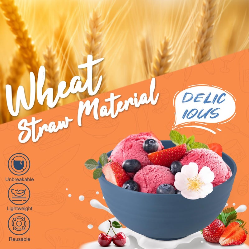 Perlapoc Wheat Straw Dinnerware Set 40 PCS - Service for 8 | Plates and Bowls Sets | Unbreakable Dishes Set - Dinner Plates, Dessert Plate, Cereal Bowls, Drinking Glasses, Dishwasher Safe - Multi - Image 4