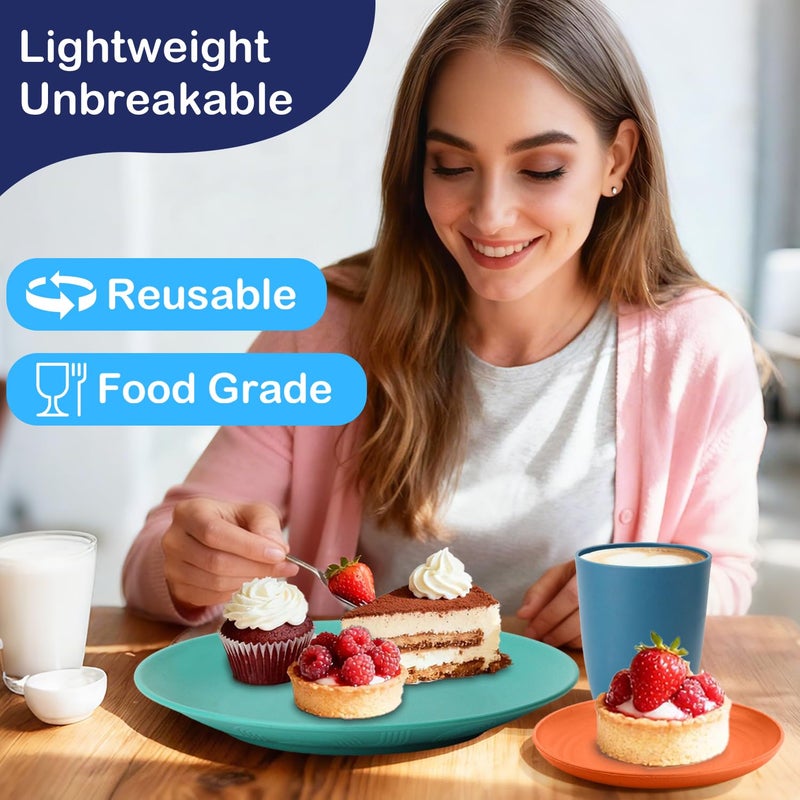 Perlapoc Wheat Straw Dinnerware Set 40 PCS - Service for 8 | Plates and Bowls Sets | Unbreakable Dishes Set - Dinner Plates, Dessert Plate, Cereal Bowls, Drinking Glasses, Dishwasher Safe - Multi - Image 5